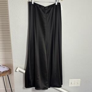 NEW Alex Evenings Black Maxi Skirt Sateen Formal Event Wedding Party Size 12